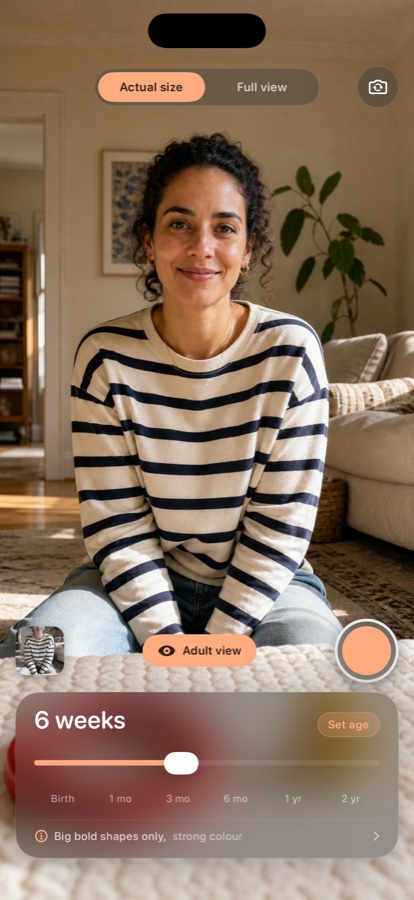 First Light’s unfiltered camera comparison, showing a seated adult.